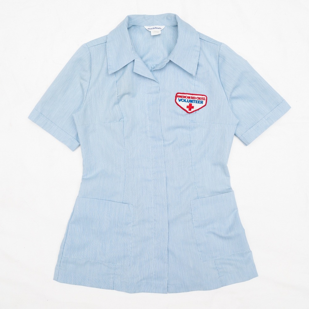 Vintage 60s American‎ Red Cross Volunteer Pant Suit Talon Zip Up Shirt Matching